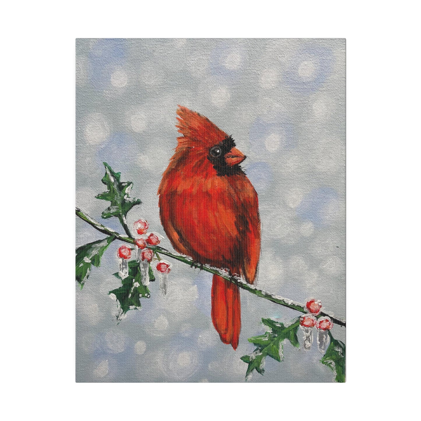 Holly Berry Birdie | Matte Canvas, Stretched