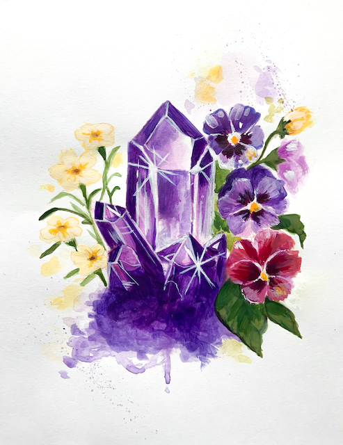 February Birthstone - Amethyst, Violet & Primrose