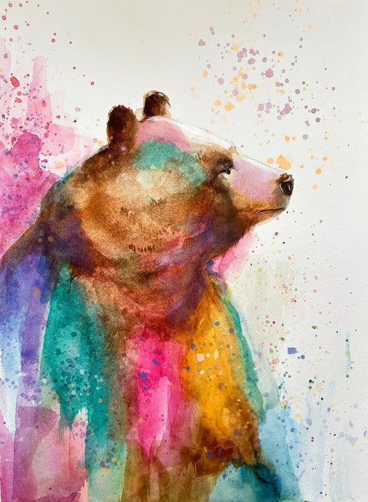 Watercolour Rainbow Bear