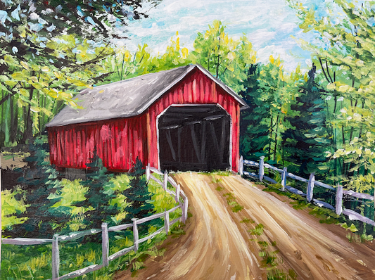 Red Covered Bridge in Summer