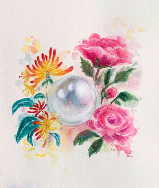 June Birthstone - Pearl, Roses and Honeysuckle