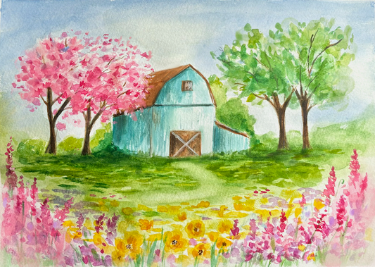 Spring Barn - Watercolour