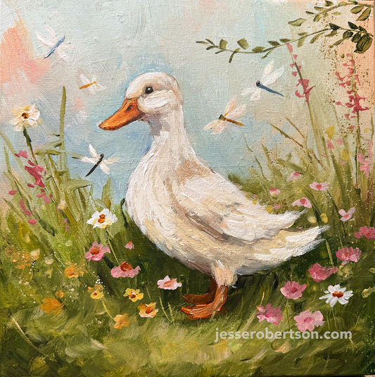 Spring Duck and Dragonflies