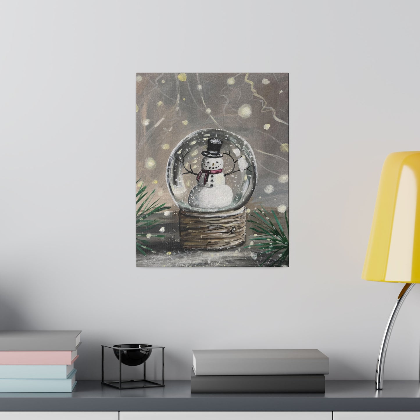 Snowman Snow Globe | Matte Canvas, Stretched