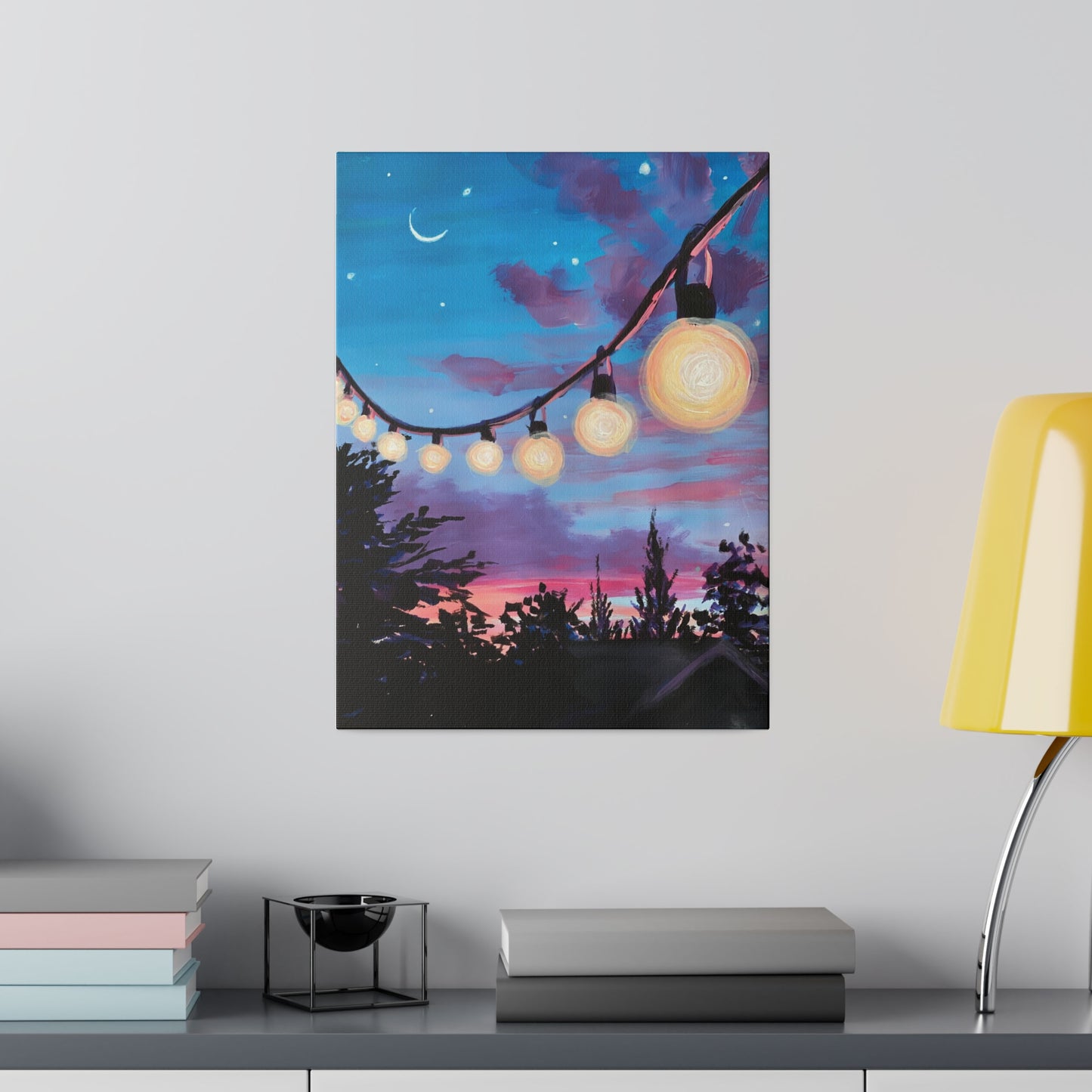 Patio Lights at Night | Matte Canvas, Stretched