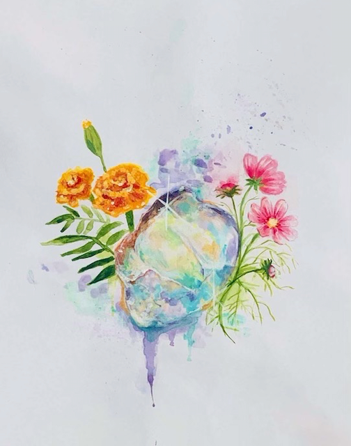 October Birthstone - Opal Marigold and Cosmos