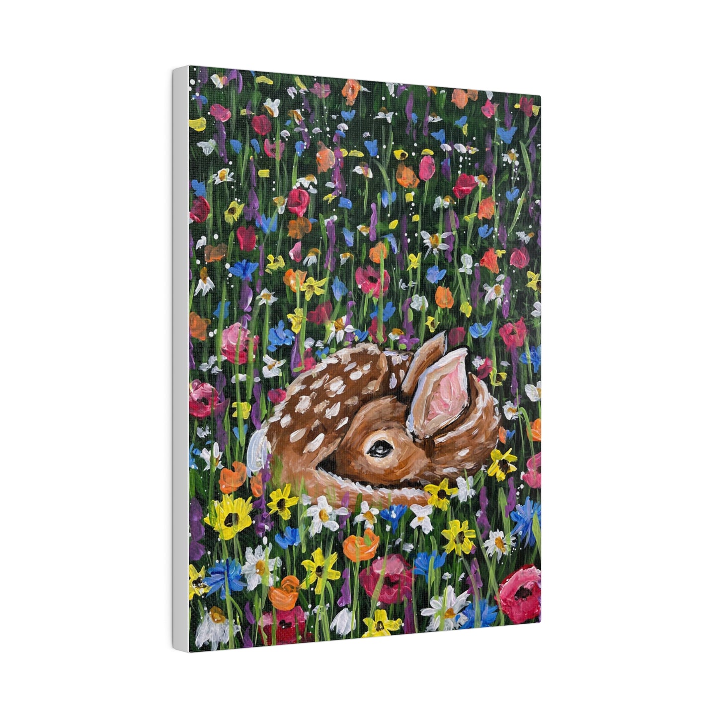 Floral Fawn | Matte Canvas, Stretched