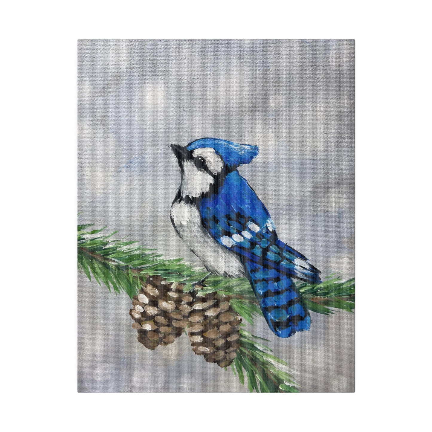 Snowy Blue Jay | Matte Canvas, Stretched