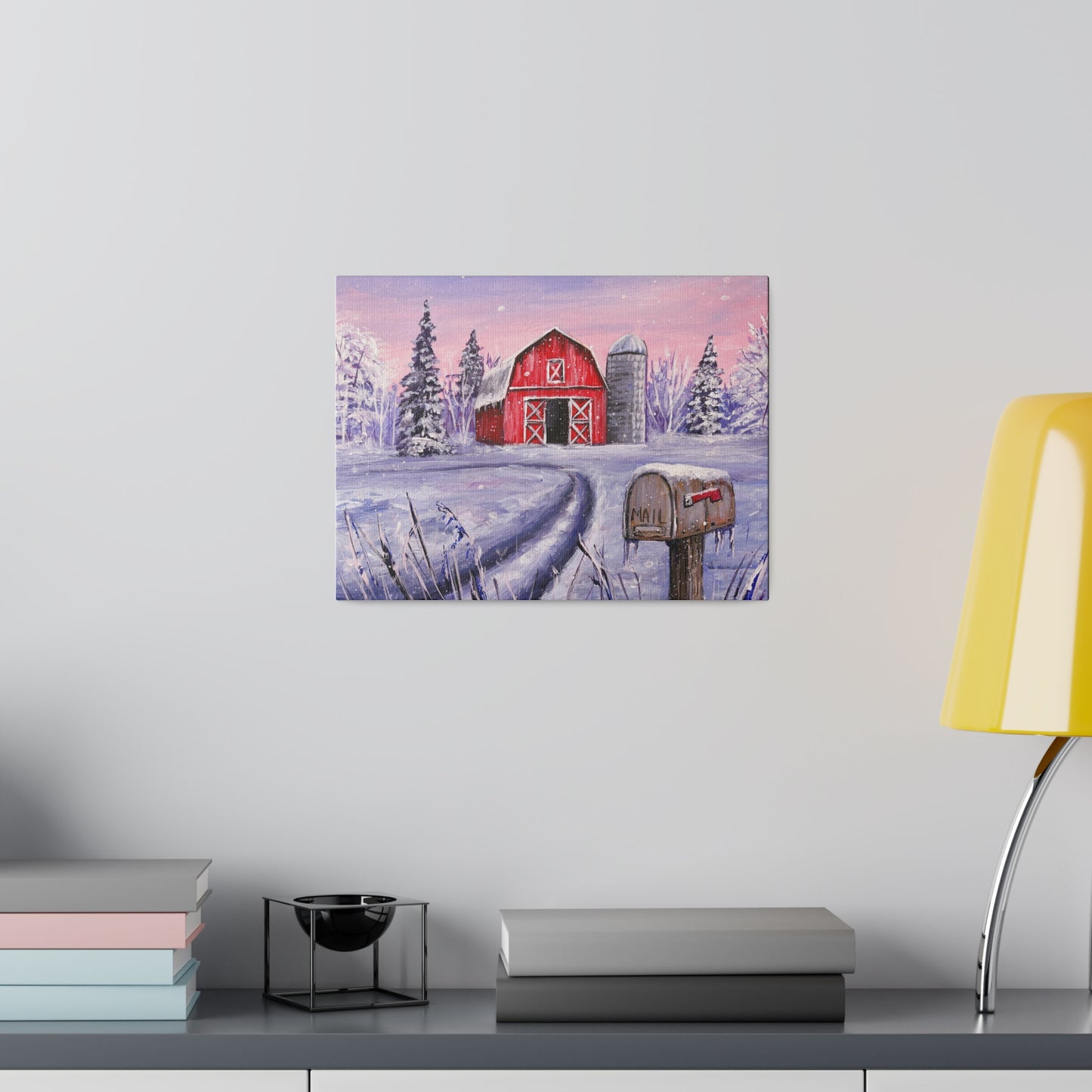 Winter Barn | Matte Canvas, Stretched