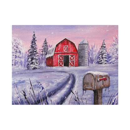 Winter Barn | Matte Canvas, Stretched