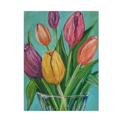 Tabletop Tulips | Matte Canvas, Stretched