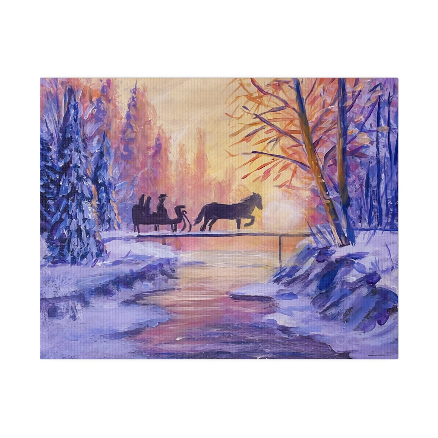 Winter Sleigh Ride | Matte Canvas, Stretched