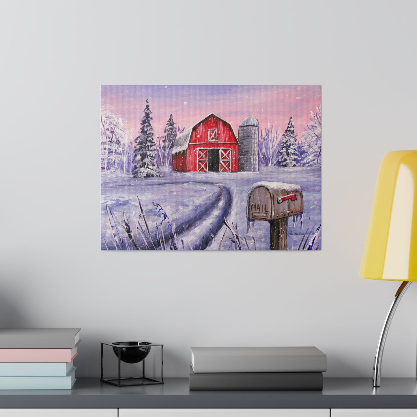 Winter Barn | Matte Canvas, Stretched