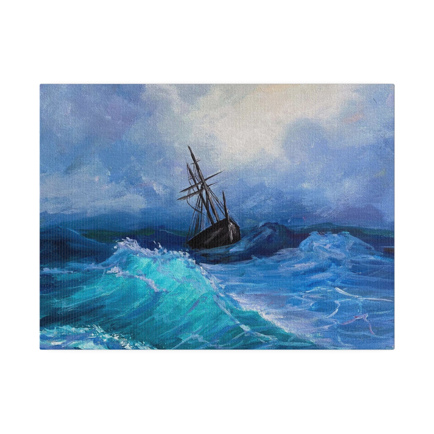 Pirate Ship on Stormy Seas | Matte Canvas, Stretched