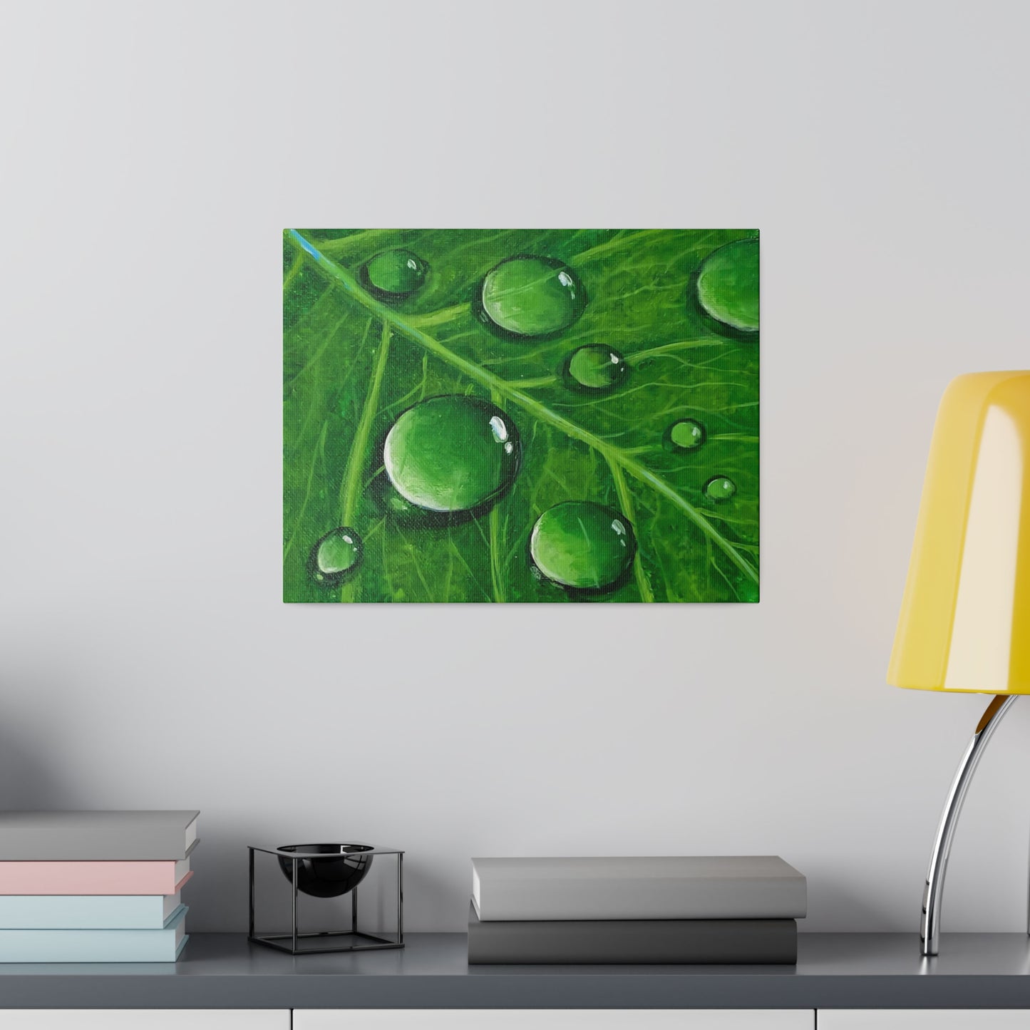 Water Droplets on Leaf | Matte Canvas, Stretched