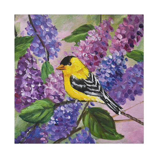 Goldfinch in the Lilacs | Matte Canvas, Stretched