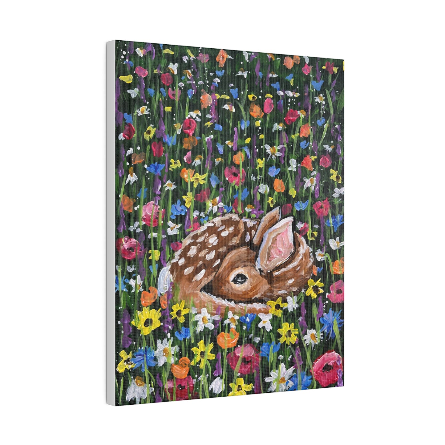 Floral Fawn | Matte Canvas, Stretched