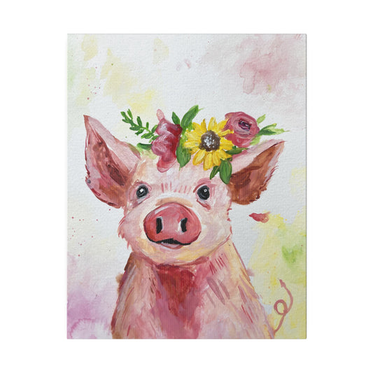 Farmyard Friends - Pig | Matte Canvas, Stretched