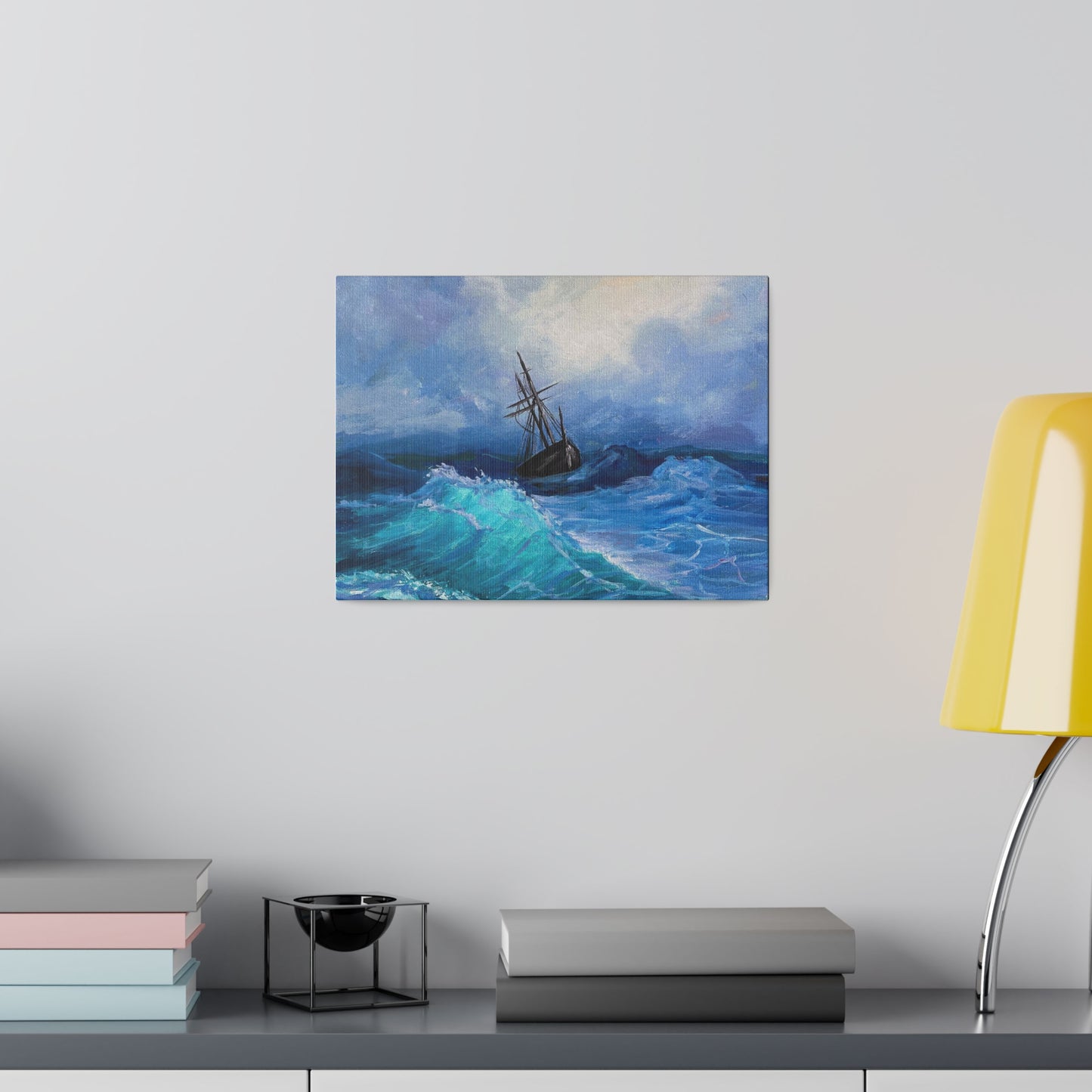 Pirate Ship on Stormy Seas | Matte Canvas, Stretched