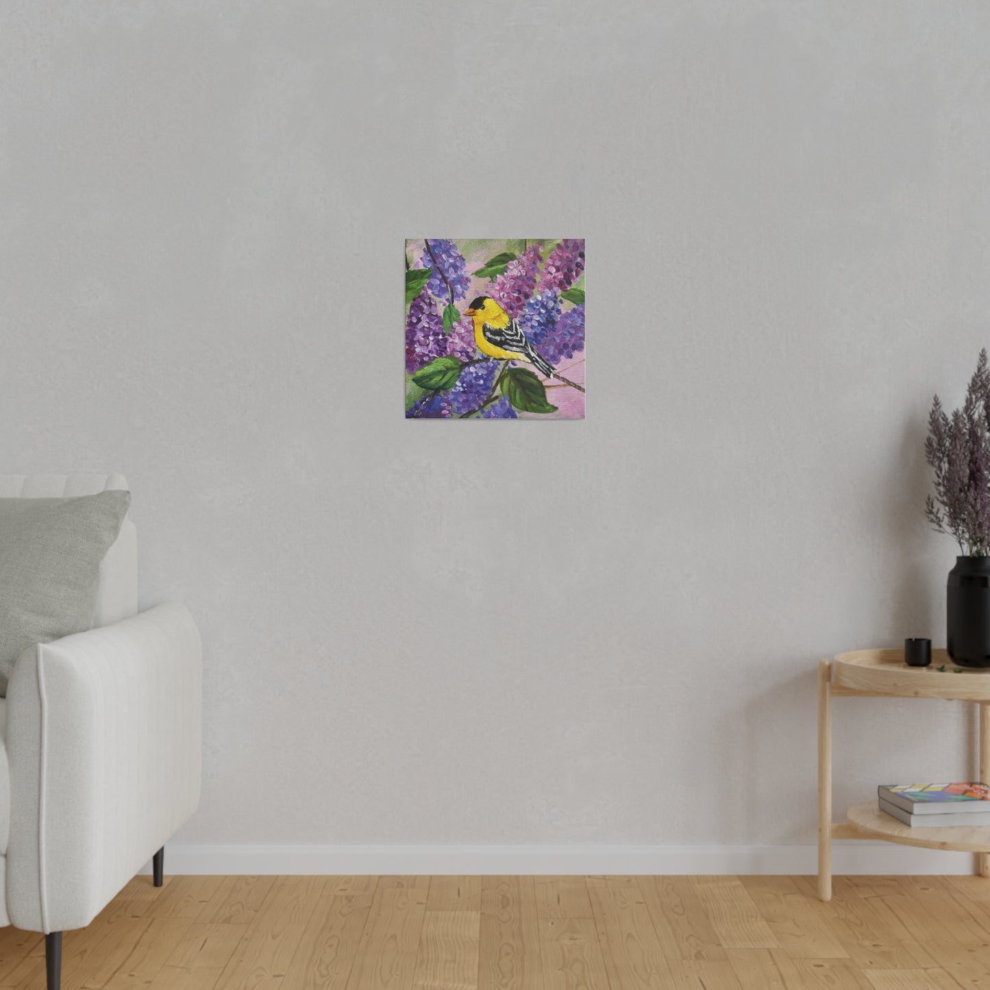Goldfinch in the Lilacs | Matte Canvas, Stretched