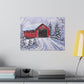 Red Covered Bridge in Winter | Matte Canvas, Stretched