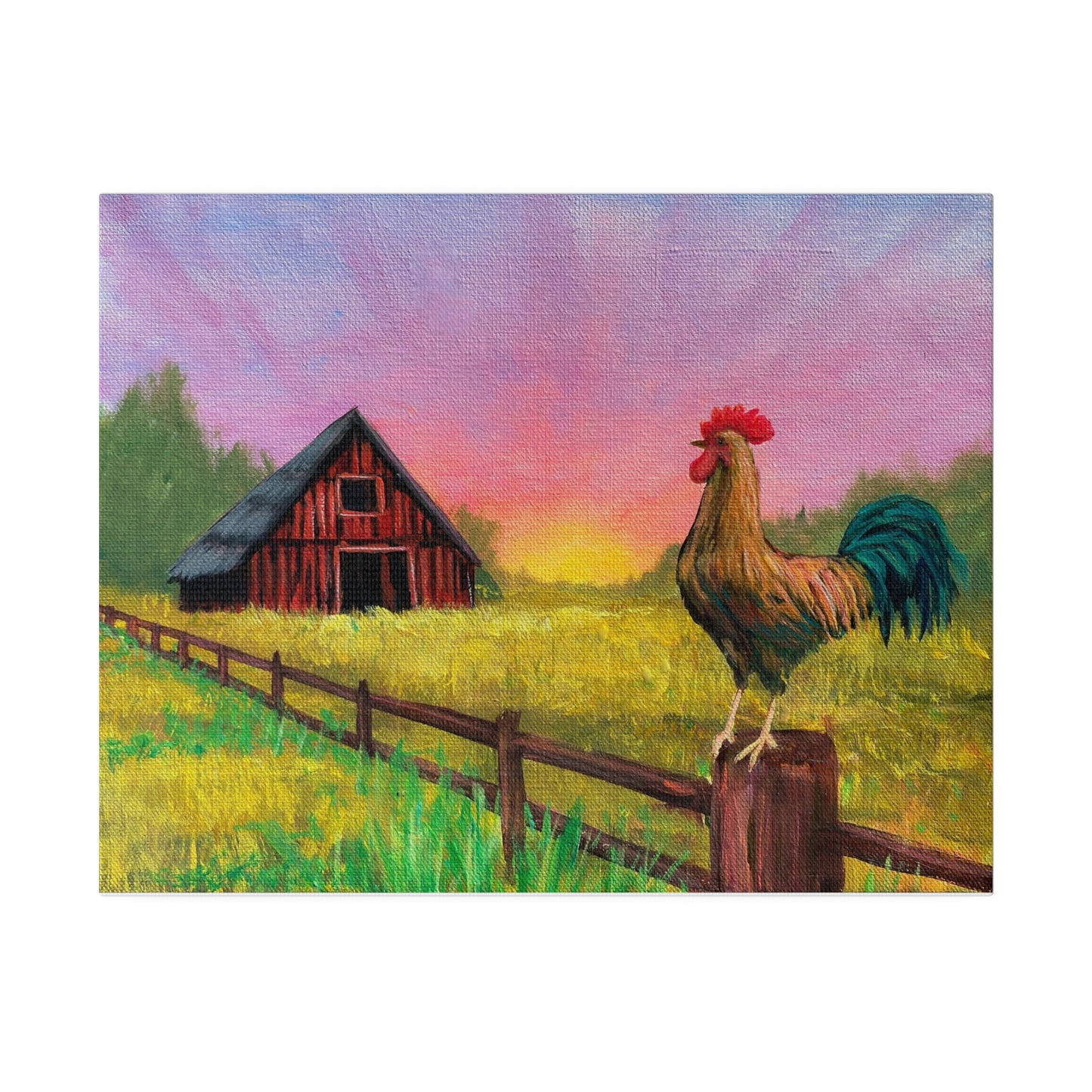 Rooster at Dawn | Matte Canvas, Stretched