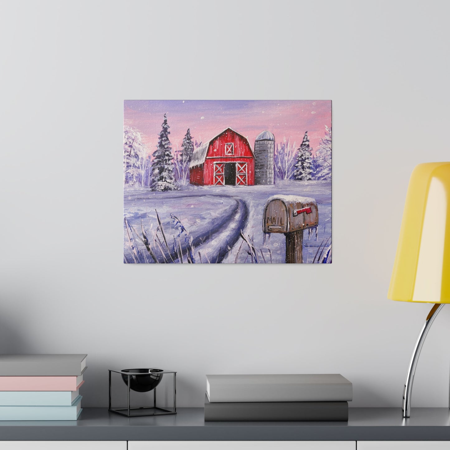 Winter Barn | Matte Canvas, Stretched