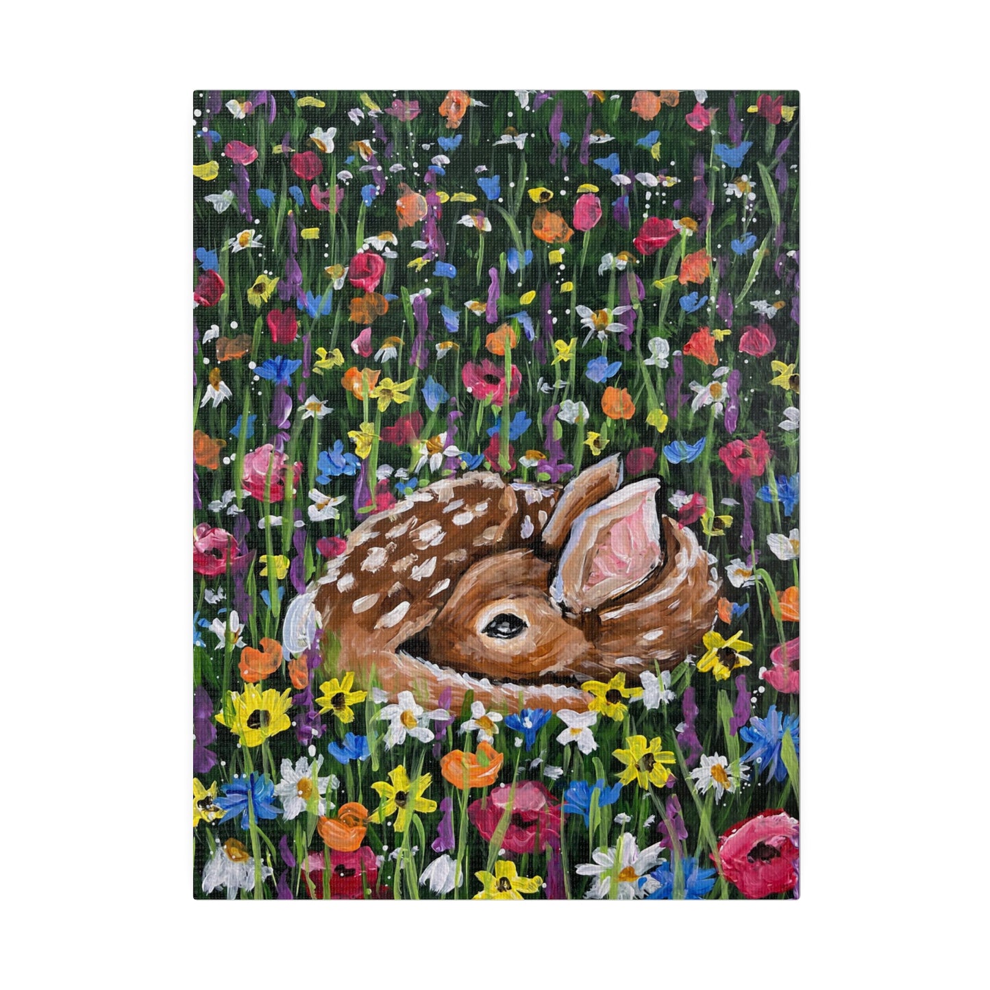 Floral Fawn | Matte Canvas, Stretched