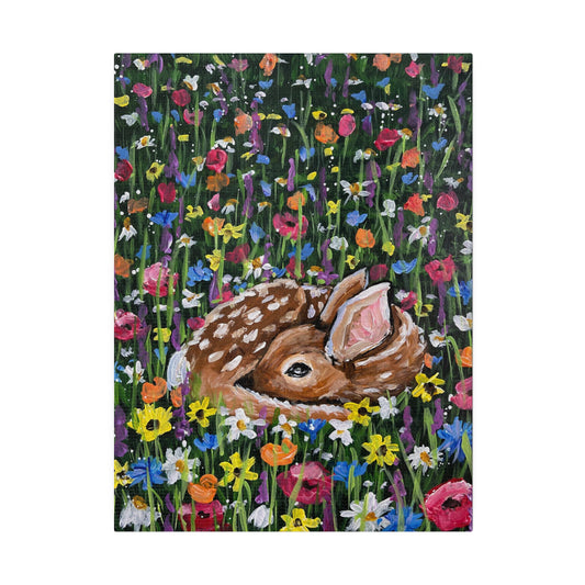 Floral Fawn | Matte Canvas, Stretched