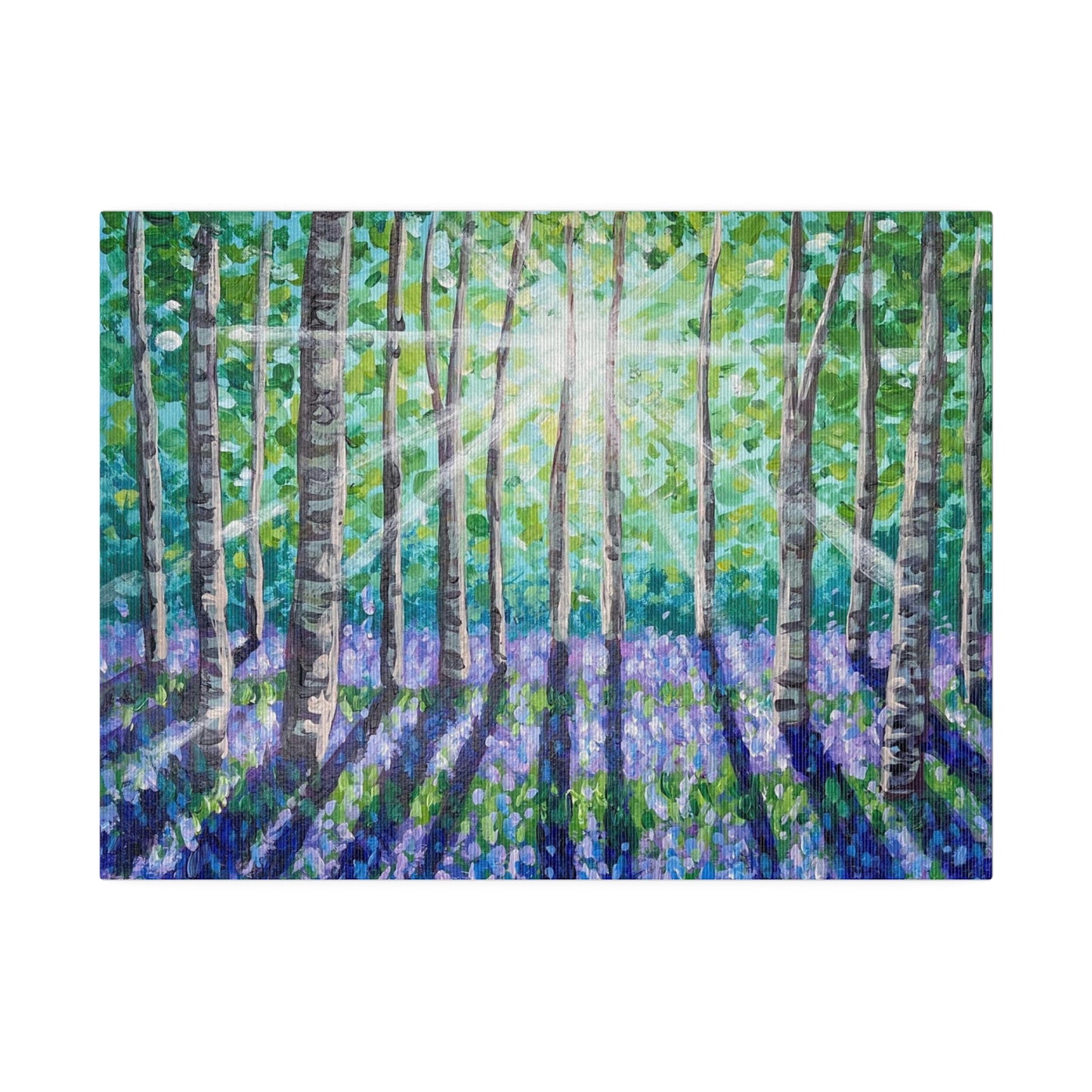 Spring Birch & Bluebells | Matte Canvas, Stretched