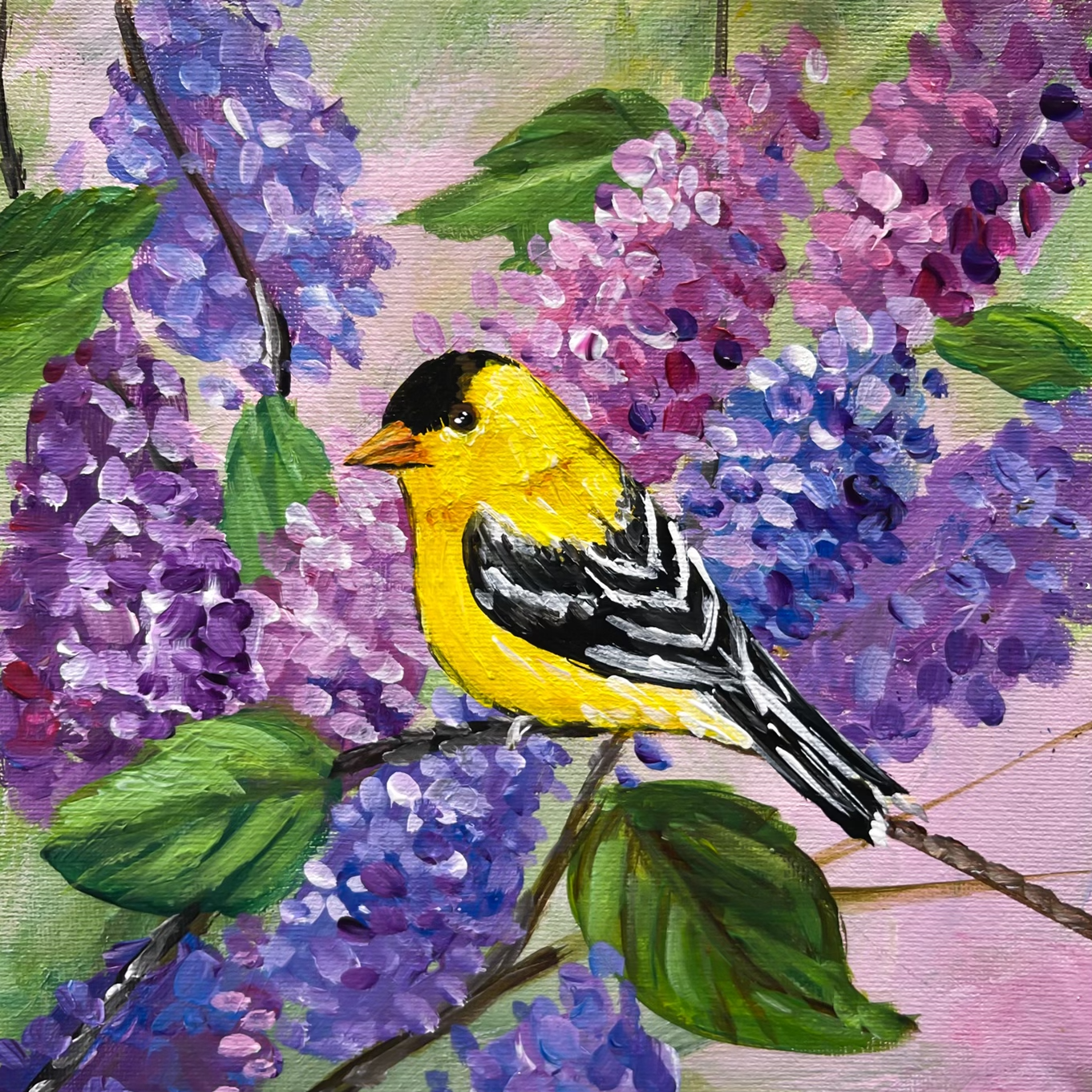 Goldfinch in the Lilacs